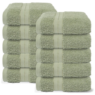 Ohs 10 Pack Of 100% Cotton Hand Towel, 50 X 80Cm - Sage Green - image 1