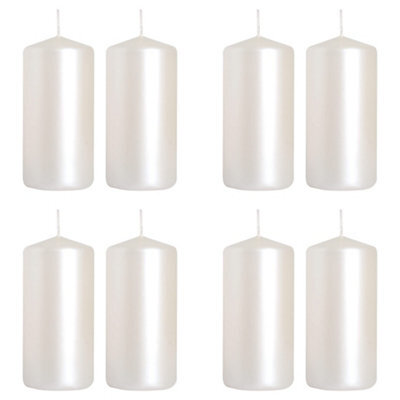 SolaDirect Pillar Candles, Pack Of 8, Unscented, Long Burning Time, 10 X 5 Cm / 4 X 2 In (Pearl, Metallic) - image 1