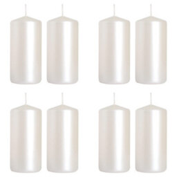 SolaDirect Pillar Candles, Pack Of 8, Unscented, Long Burning Time, 10 X 5 Cm / 4 X 2 In (Pearl, Metallic)