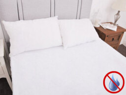 Lancashire Textiles Waterproof 100% Cotton Terry Towelling Mattress Protector To Prevent Stains And Elasticated Skirt - King Size - thumbnail 1