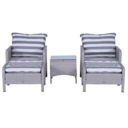 Outsunny 5 Pieces Outdoor Patio Furniture Set Wicker Conversation Set Grey - thumbnail 7