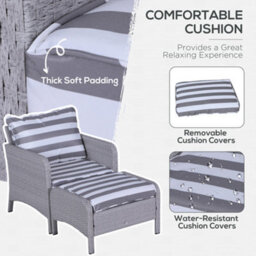 Outsunny 5 Pieces Outdoor Patio Furniture Set Wicker Conversation Set Grey - thumbnail 5
