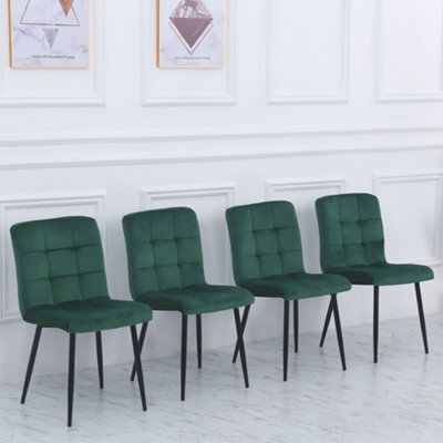 Living And Home Set Of 4 Green Dining Chairs Set Matte Velvet Kitchen Chair Accent Chair For Living Room Kitchen - image 1