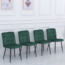 Living And Home Set Of 4 Green Dining Chairs Set Matte Velvet Kitchen Chair Accent Chair For Living Room Kitchen - thumbnail 1