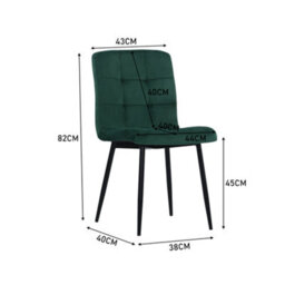 Living And Home Set Of 4 Green Dining Chairs Set Matte Velvet Kitchen Chair Accent Chair For Living Room Kitchen - thumbnail 6