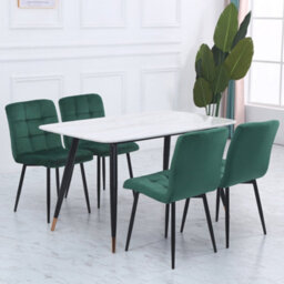 Living And Home Set Of 4 Green Dining Chairs Set Matte Velvet Kitchen Chair Accent Chair For Living Room Kitchen - thumbnail 2