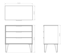 Ready Assembled Matt Oak Effect 3 Drawer Chest (H)740mm (W)765mm (D)395mm - thumbnail 3