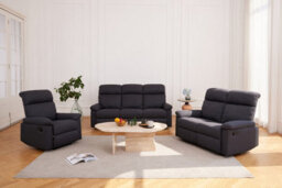 Home Detail Brody Sofa Suite 3 Seater Manual Recliner Dark Grey Padded Fabric - thumbnail 7