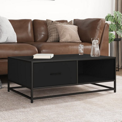 Berkfield Coffee Table Black 90X57X35 Cm Engineered Wood And Metal - image 1