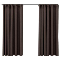 Berkfield Premium Linen-Look Blackout Curtains With Hooks 2 Pcs Taupe 140X175 Cm