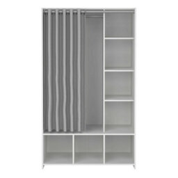 Wyld Haus Uppsala Open Wardrobe Unit In White With Grey Textile Curtain 1050X482.5X1804mm - thumbnail 4
