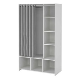 Wyld Haus Uppsala Open Wardrobe Unit In White With Grey Textile Curtain 1050X482.5X1804mm - thumbnail 5