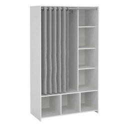 Wyld Haus Uppsala Open Wardrobe Unit In White With Grey Textile Curtain 1050X482.5X1804mm - thumbnail 3