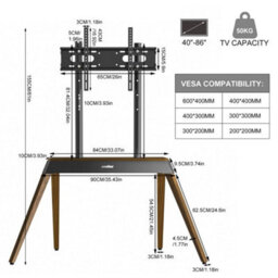40-86'' Led Flat Premium Wood Easel Tv Stand Cable Management With Stable 4 Legs - thumbnail 2