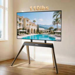 40-86'' Led Flat Premium Wood Easel Tv Stand Cable Management With Stable 4 Legs - thumbnail 6
