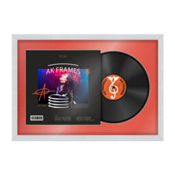 "AK Frames 25X17"" White Classic Vinyl Record Frame With Poppy Red Mount For 12 Inch Lp Cover & Disc - Overlapped Design" - thumbnail 1