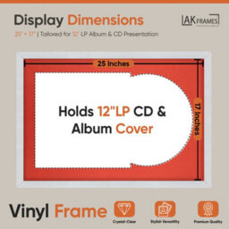 "AK Frames 25X17"" White Classic Vinyl Record Frame With Poppy Red Mount For 12 Inch Lp Cover & Disc - Overlapped Design" - thumbnail 2