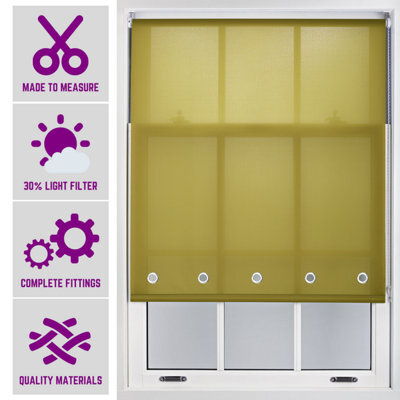 Made To Measure Daylight Roller Blind With Chrome Round Eyelets By Furnished - Green (W)90Cm X (L)165Cm - image 1