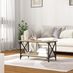 Berkfield Classic Coffee Table Sonoma Oak 80X45X45 Cm Engineered Wood And Iron - thumbnail 3