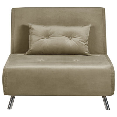 Beliani Single Sofa Bed Farris Velvet Olive Green - image 1