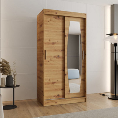 Arte Rossa Sliding Door Wardrobe 100Cm Oak Artisan - Practical Storage For Busy Homes - image 1