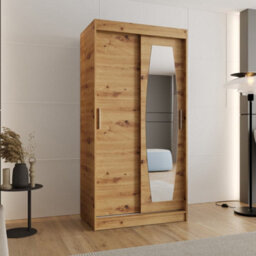Arte Rossa Sliding Door Wardrobe 100Cm Oak Artisan - Practical Storage For Busy Homes - thumbnail 1