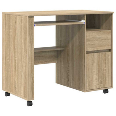 Berkfield Modern Sonoma Oak Desk Sonoma Oak Engineered Wood Medium Sonoma Oak Desk - image 1