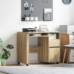 Berkfield Modern Sonoma Oak Desk Sonoma Oak Engineered Wood Medium Sonoma Oak Desk - thumbnail 2