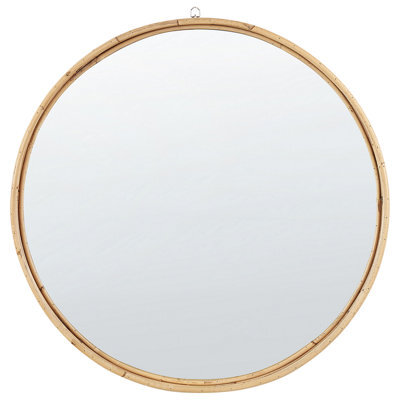 Beliani Wall Mirror Barung 60 Cm 60 Cm Rattan Natural Beige - image 1