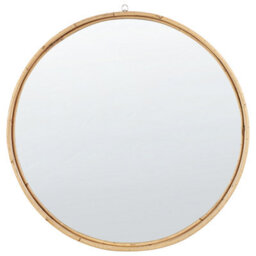 Beliani Wall Mirror Barung 60 Cm 60 Cm Rattan Natural Beige