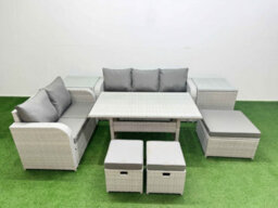 Fimous 8 Seater Pe Rattan Wicker Garden Furniture Conservatory Sofa Set 3 Seater Sofa Love Sofa 3 Stool 2 Side Table - thumbnail 2