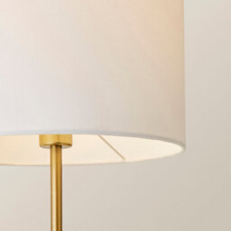 Valuelights Christina White Drum Shade Gold Palm Leaf Detail Single Stem Table Lamp - thumbnail 4