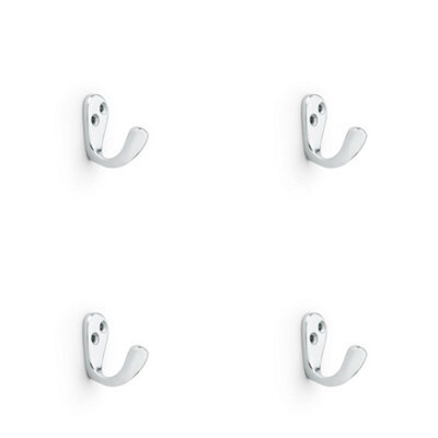 Loops 4 Pack - Solid Brass Victorian Single Robe Coat Hook - Wall Mounted Holder Satin Chrome - image 1