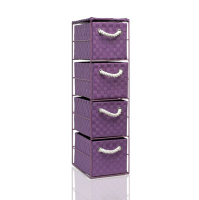 Arpan Purple 4-Drawer Storage Unit Ideal For Home/office/bedrooms (Purple 4-Drawer 18X25X65Cm) - image 1