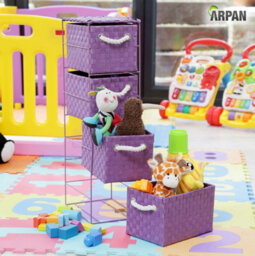 Arpan Purple 4-Drawer Storage Unit Ideal For Home/office/bedrooms (Purple 4-Drawer 18X25X65Cm) - thumbnail 5