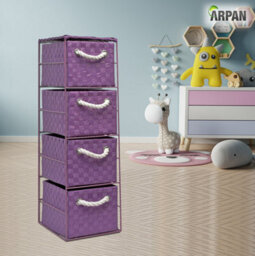 Arpan Purple 4-Drawer Storage Unit Ideal For Home/office/bedrooms (Purple 4-Drawer 18X25X65Cm) - thumbnail 6