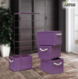Arpan Purple 4-Drawer Storage Unit Ideal For Home/office/bedrooms (Purple 4-Drawer 18X25X65Cm) - thumbnail 3