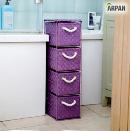 Arpan Purple 4-Drawer Storage Unit Ideal For Home/office/bedrooms (Purple 4-Drawer 18X25X65Cm) - thumbnail 2