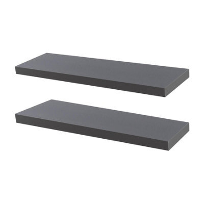 Harbour Housewares 80Cm Floating Wall Shelves- Grey - Photo Gallery Bookshelf Wall Shelves For Storage & Display - Set Of 2 - image 1