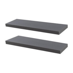 Harbour Housewares 80Cm Floating Wall Shelves- Grey - Photo Gallery Bookshelf Wall Shelves For Storage & Display - Set Of 2 - thumbnail 1