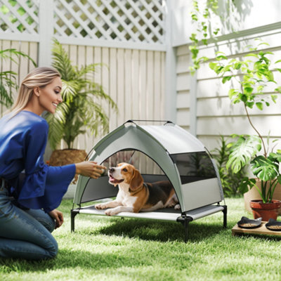 Pawhut Portable Elevated Dog Bed With Removable Canopy, 76 X 61 X 70 Cm - image 1