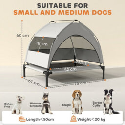 Pawhut Portable Elevated Dog Bed With Removable Canopy, 76 X 61 X 70 Cm - thumbnail 3