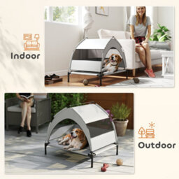 Pawhut Portable Elevated Dog Bed With Removable Canopy, 76 X 61 X 70 Cm - thumbnail 7