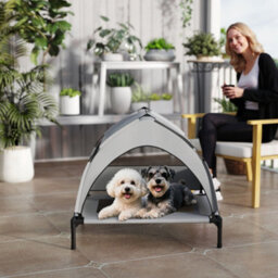 Pawhut Portable Elevated Dog Bed With Removable Canopy, 76 X 61 X 70 Cm - thumbnail 8