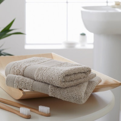 Catherine Lansfield Anti-Bacterial Cotton 30X30Cm Face Cloth Pair Natural - image 1