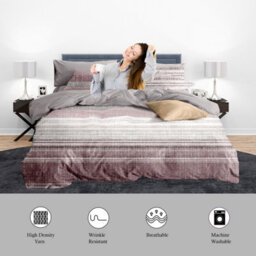 Neel Blue King Size Printed Duvet Cover & 2 Matching Pillow Cases - Pink - thumbnail 8