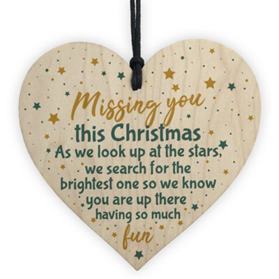 Red Ocean Memorial Christmas Tree Decoration Mum Dad Grandad Grandma Nan Gran Wooden Sign - image 1