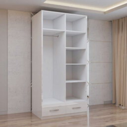 Sliding Wardrobes 4 u LTD Modern High Gloss Hinged Wardrobe With Mirror - 2, 3 Or 4 Doors And Built-In Drawers (White,90Cm) - thumbnail 4