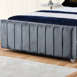 UKBEDFURNITURE Empire Wingback Steel Plush Valvet Upholstered Bed Frame Only - Slatted Base - 48 Inch Headboard - thumbnail 3