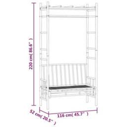 Berkfield Durable Garden Bench With Pergola 116 Cm Bamboo - thumbnail 6